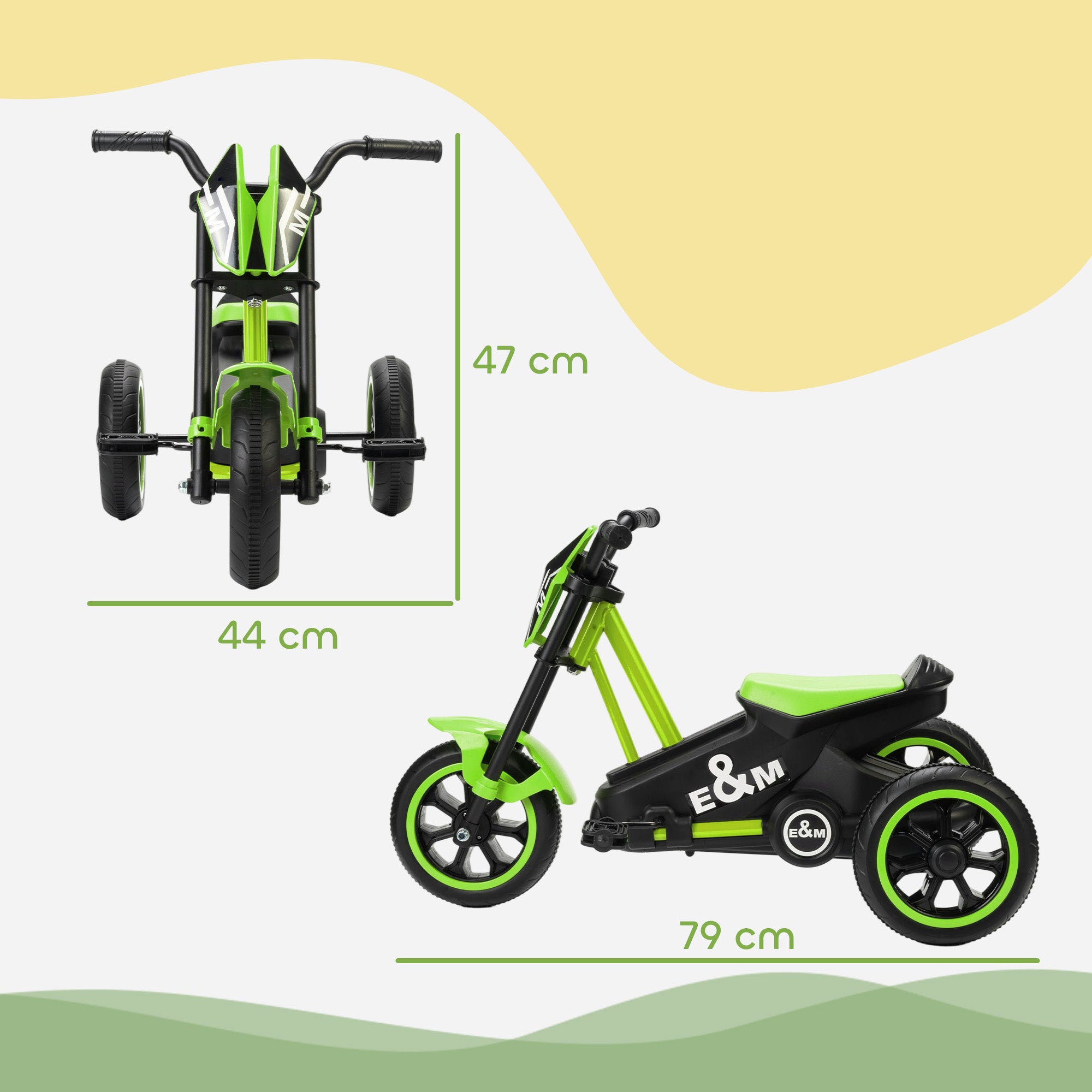 AIYAPLAY Kids Tricycle Baby Trike, Kids Trike with Pedal, 3 Wheel Toddler Balance Bike for Indoor Outdoor Use, Green 