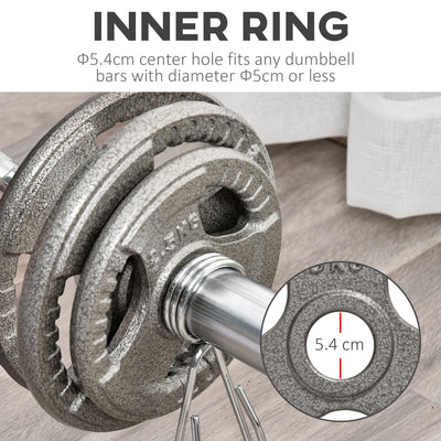 HOMCOM Set of 6 Cast Iron Olympic Weight for 2"/5cm Hole Dumbbell Handle Bar 35kg Dumbbell Plates Barbell Weight 2 x 5kg, 2 x 2.5kg, 2 x 10kg 