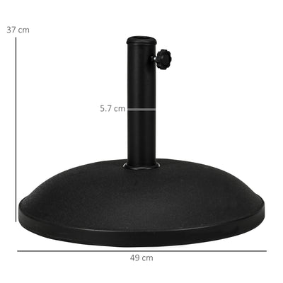 Outsunny 25 kg Parasol Base, Heavy Duty Concrete Patio Umbrella Stand with Adjustable Knob, 49 cm Round Garden Parasol Holder for 35 to 48 mm Poles, Black 