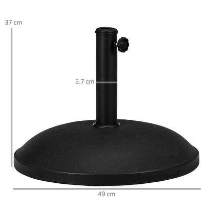 Outsunny 25 kg Parasol Base, Heavy Duty Concrete Patio Umbrella Stand with Adjustable Knob, 49 cm Round Garden Parasol Holder for 35 to 48 mm Poles, Black 