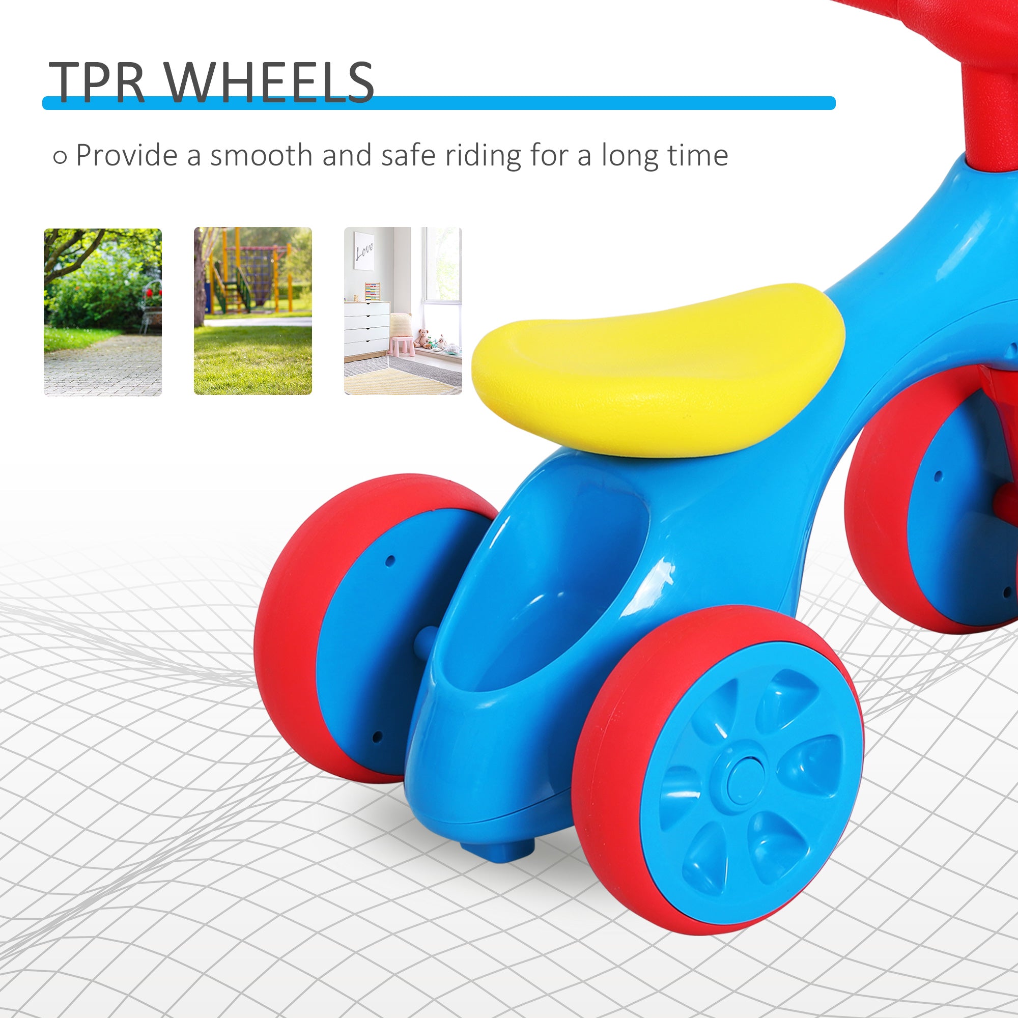 HOMCOM Baby Balance Bike Toddler Training Walker Smooth Rubber Wheels Ride on Toy Storage Bin Gift for Boys Girls Blue Red 
