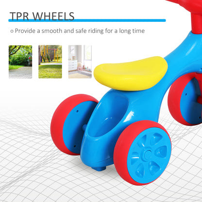 HOMCOM Baby Balance Bike Toddler Training Walker Smooth Rubber Wheels Ride on Toy Storage Bin Gift for Boys Girls Blue Red 