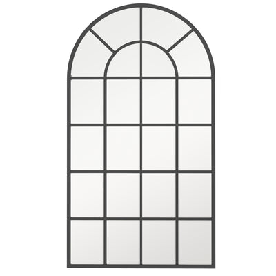 HOMCOM 110 x 62 cm Arched Decorative Wall Mirror for Bedroom Living Room, Modern Window Bathroom Mirror for Home Decor 
