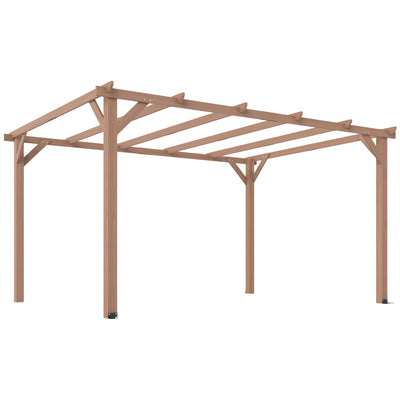 Outsunny 4 x 3 m Wooden Pergola Kit, Garden Pergola Gazebo Grape Trellis with Triangle Supports, 6 Beams, Maple Wood-effect 