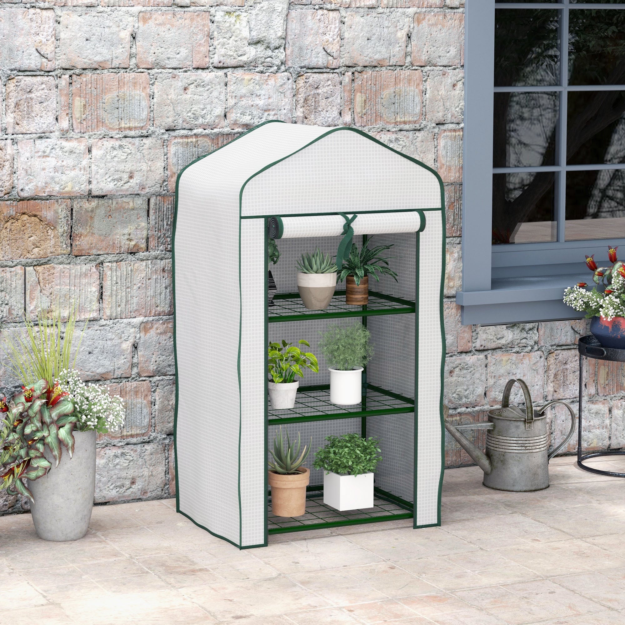 Outsunny Three-Tier Mini Greenhouse - White 