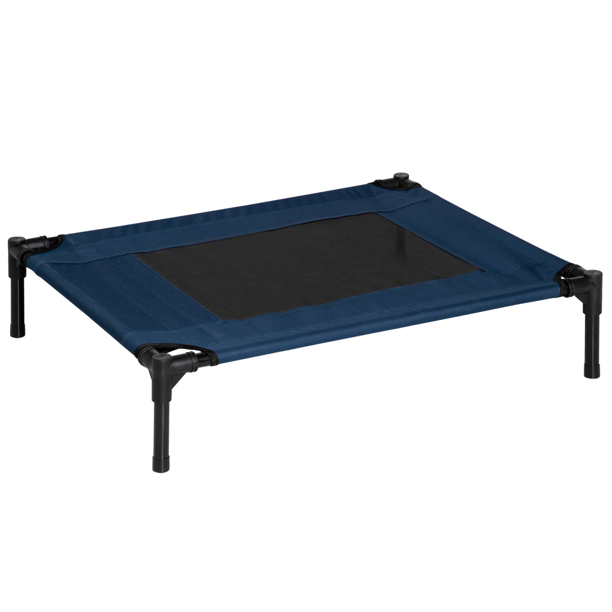 PawHut Raised Dog Bed Cat Elevated Lifted Puppy Pet Elevated Cot Portable Camping Basket – Blue (Medium) 