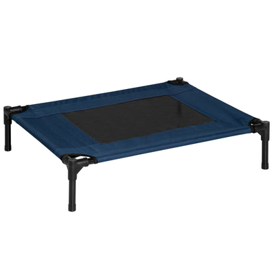 PawHut Raised Dog Bed Cat Elevated Lifted Puppy Pet Elevated Cot Portable Camping Basket – Blue (Medium) 