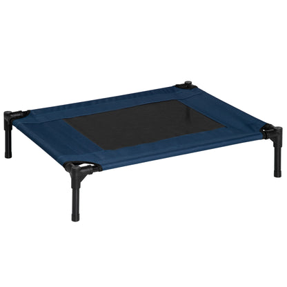 PawHut Raised Dog Bed Cat Elevated Lifted Puppy Pet Elevated Cot Portable Camping Basket – Blue (Medium) 