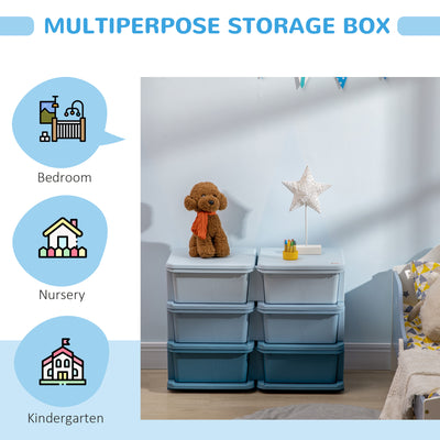 HOMCOM Kids Storage Unit, with Six Drawers - Blue 