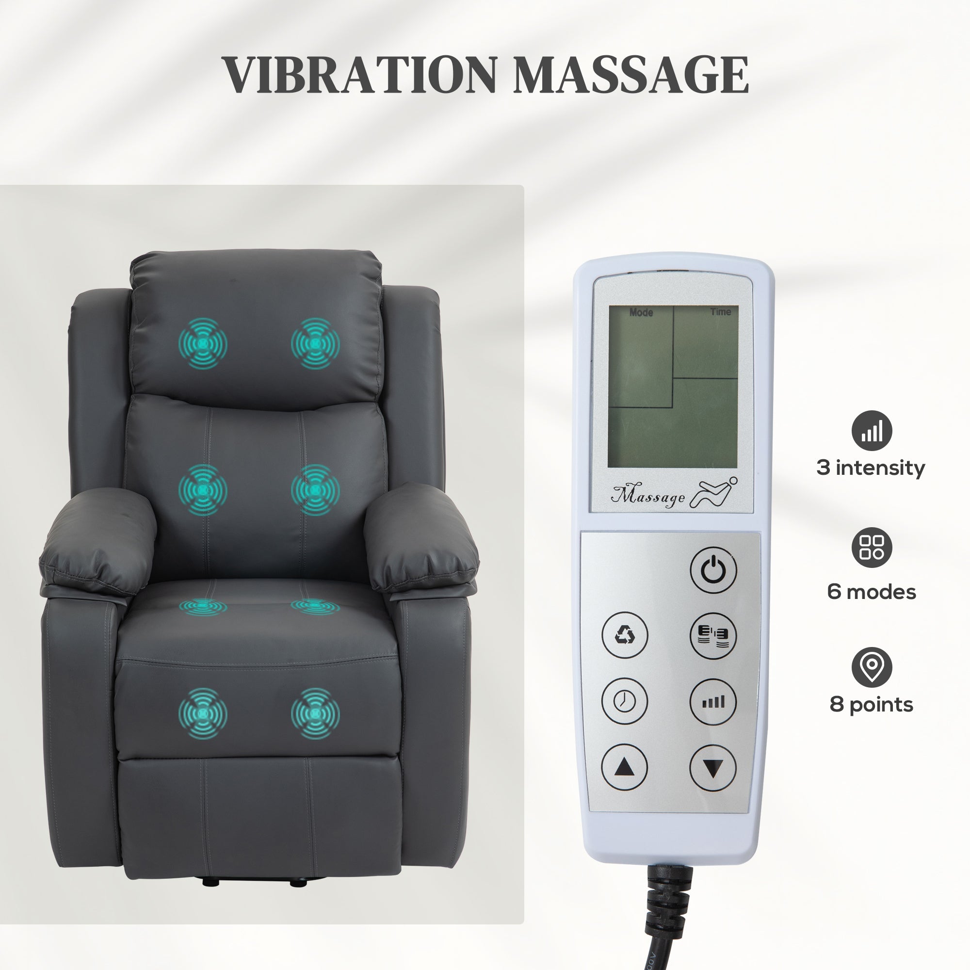 HOMCOM Electric Power Lift Recliner Chair Vibration Massage Reclining Chair with Remote Control and Side Pocket, Dark Grey 