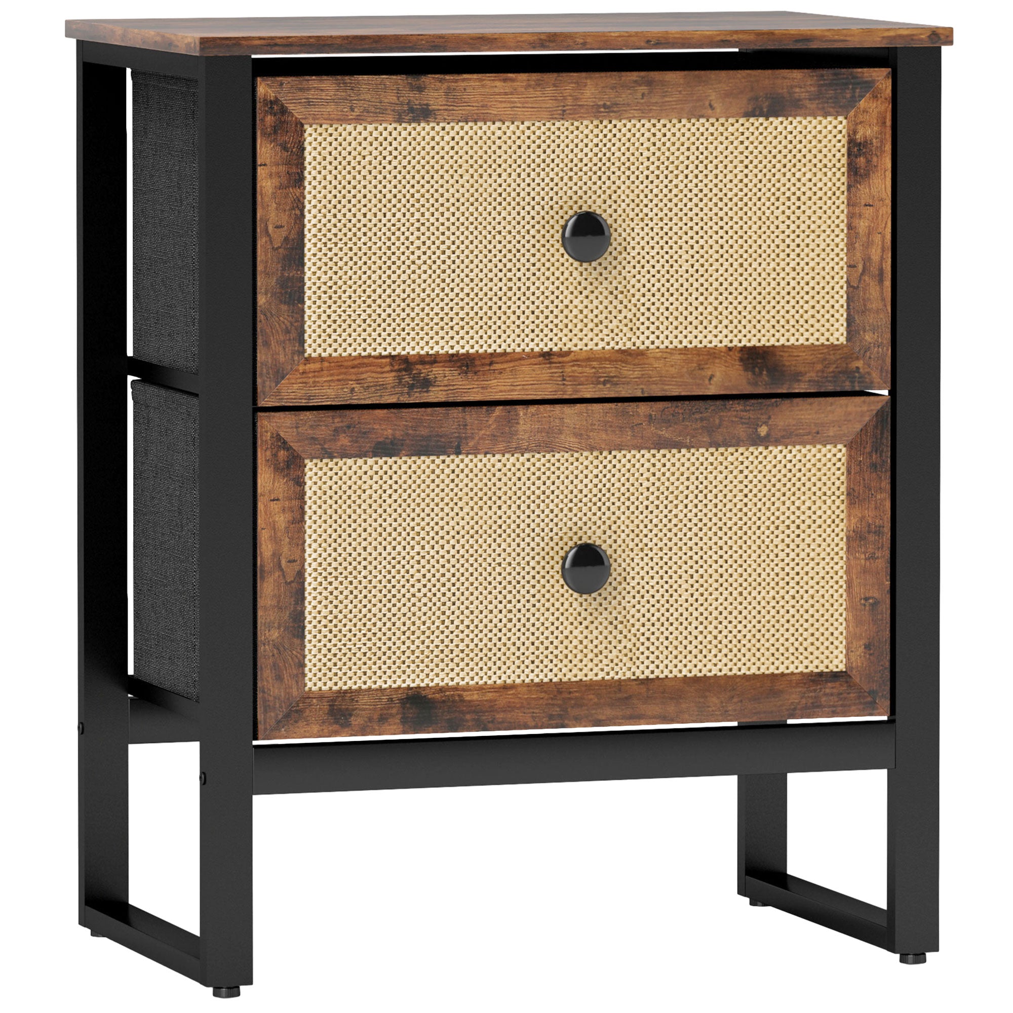 HOMCOM Industrial-Natural Bedside Table - Brown 