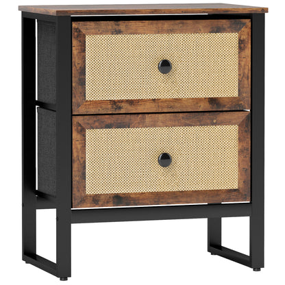 HOMCOM Industrial-Natural Bedside Table - Brown 
