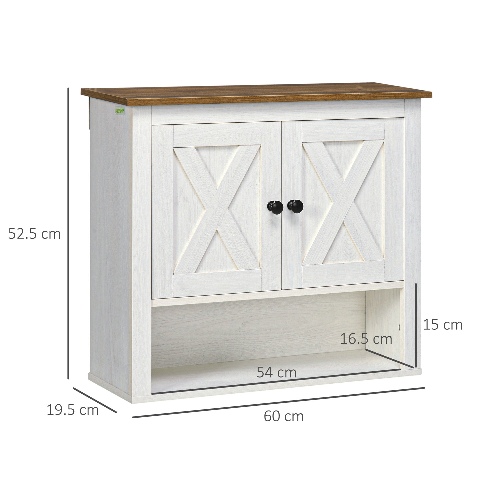 kleankin On-Wall Farmhouse Bathroom Storage Cabinet - White 