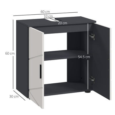 kleankin Under Sink Bathroom Cabinet, Bathroom Vanity Unit, Basin Storage Cupboard with Double Doors and Shelf, 10W x 20Dcm "U" Cut-Out, Light Grey 