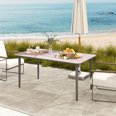 Outsunny Garden Table, Outdoor Dining Table for 6 People, 160 x 90 x 74 cm, with Rust Resistant Metal Frame, WPC Top, for Balcony, Terrace, Light Grey 