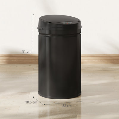 HOMCOM 30L Stainless Steel Sensor Bin - Black 