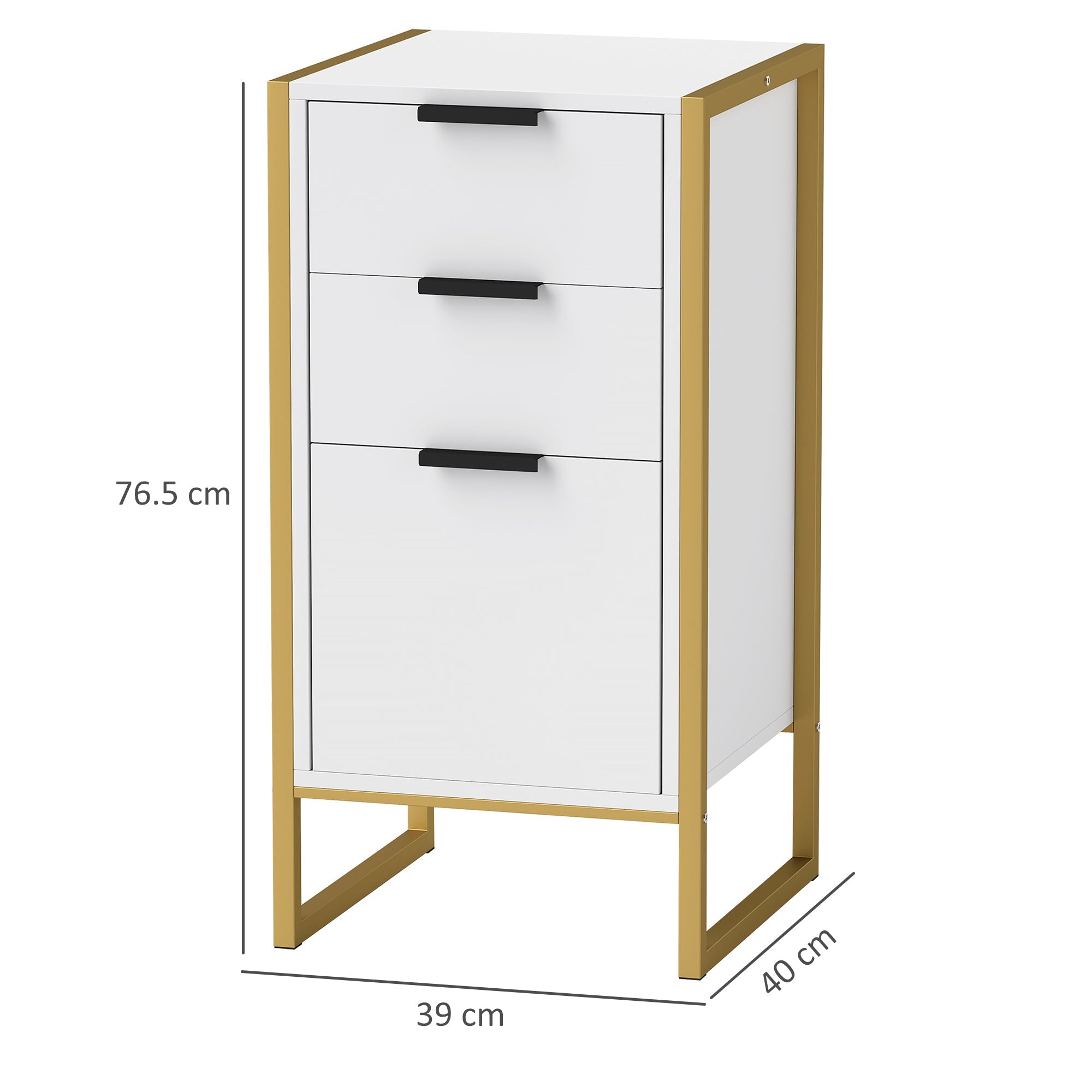 HOMCOM Bedroom Chest of Drawers, Industrial 3-Drawer Dresser, Storage Drawers Unit with Metal Frame for Living Room, White 