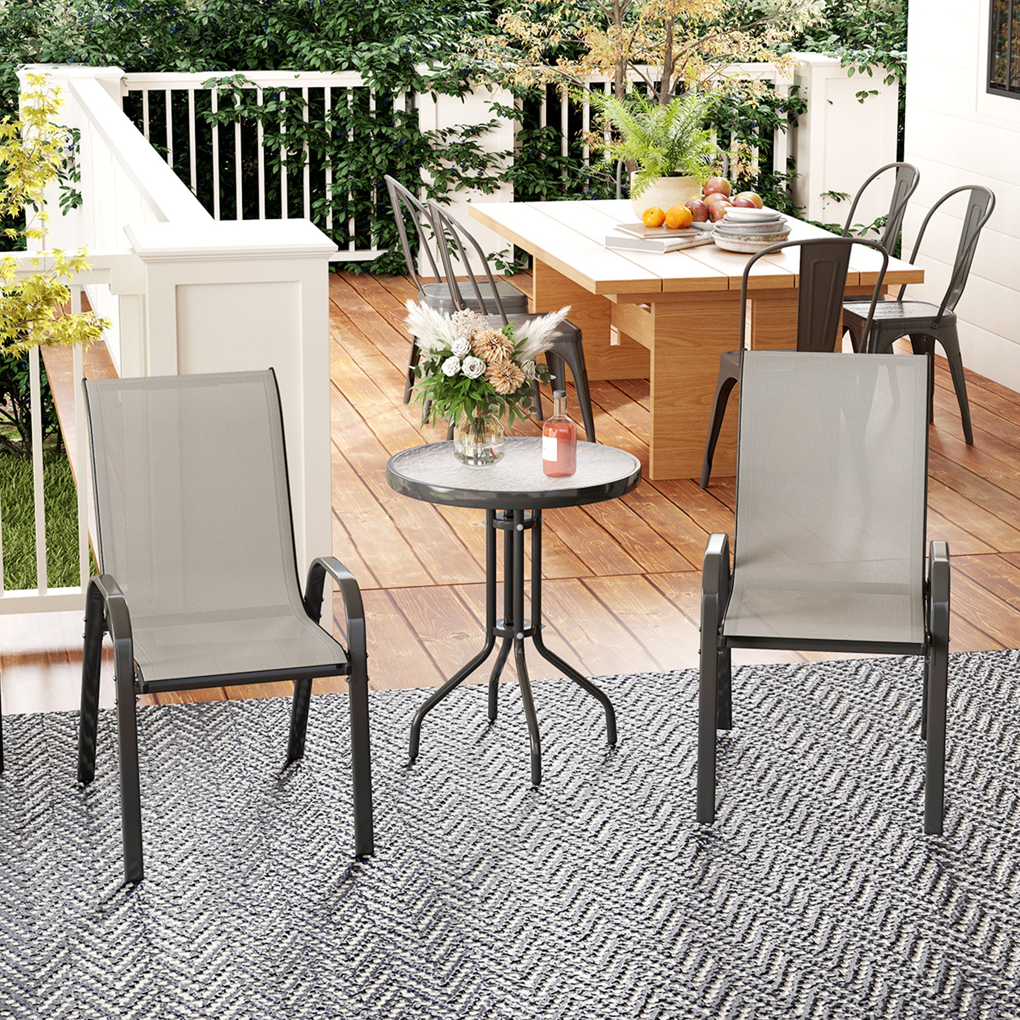 Outsunny Three-Piece Outdoor Garden Set - Light Grey 