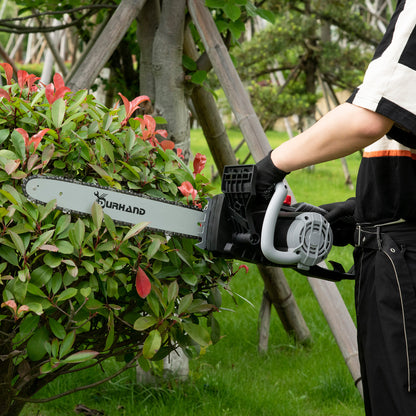 DURHAND 1600W Electric Chainsaw with Double Brake, Tool-Free Chain Tensioning and 40cm Guide Bar and Chain, Power Saw to Cut Wood, Auto Chain Lubrication