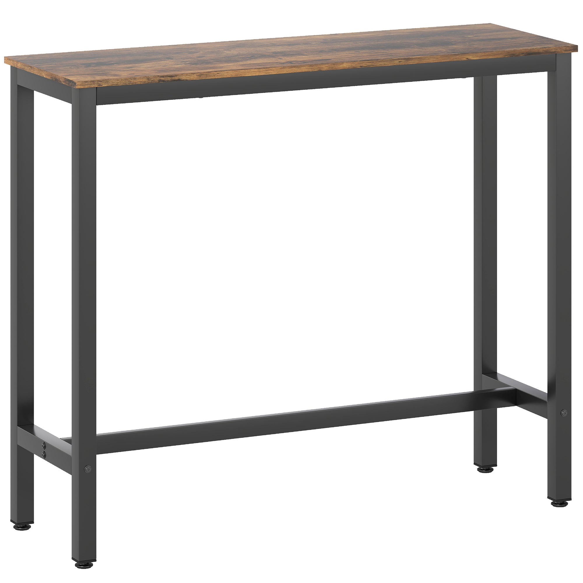 HOMCOM Rectangular Bar Table, Wood Effect Pub Coffee Table for Small Space, Breakfast Dining, Kitchen, Industrial, Rustic Brown 