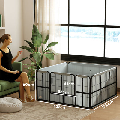 PawHut Steel Dog Whelping Box with Washable Whelping Pad, Wind-Resistant Cloth, for Small, Medium Dogs, 122 x 122 x 60cm 