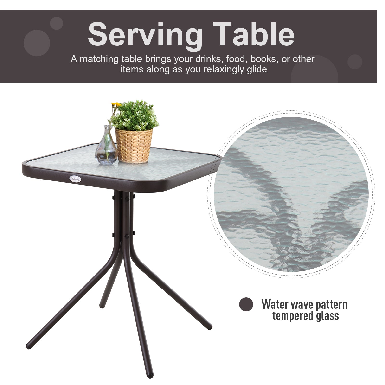 Outsunny Glider Rocking Chair & Table Set 2 Single Seaters Rocker Garden Swing Chair Patio Furniture Bistro Set Grey 