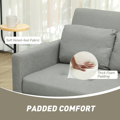 HOMCOM Velvet-Feel Two-Seater Sofa Bed - Light Grey 