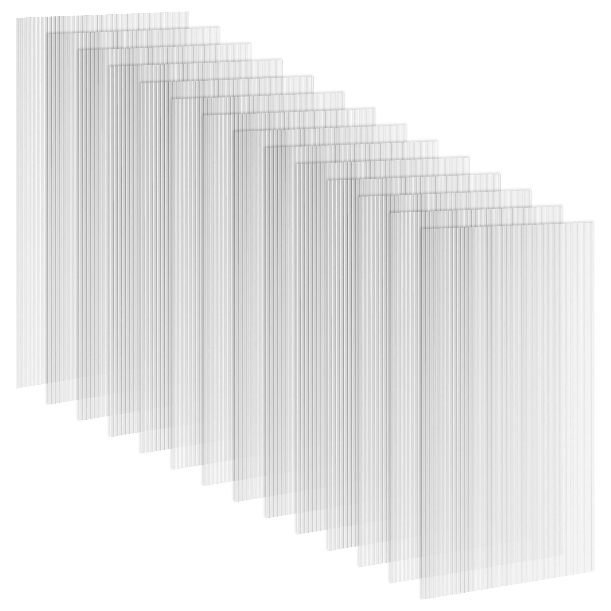 Outsunny 14 Pieces Polycarbonate Sheets, 121 x 61 x 0.4cm Twin-Wall Plastic Roofing Sheets, 10m\'c2\'b2 Replacement Greenhouse Panels, Waterproof and UV Protection, Clear 