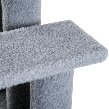 PawHut Dog Steps for Bed 4 Step Pet Stairs for Sofa Dog Cat Climb Ladder 63x43x60 cm Grey 