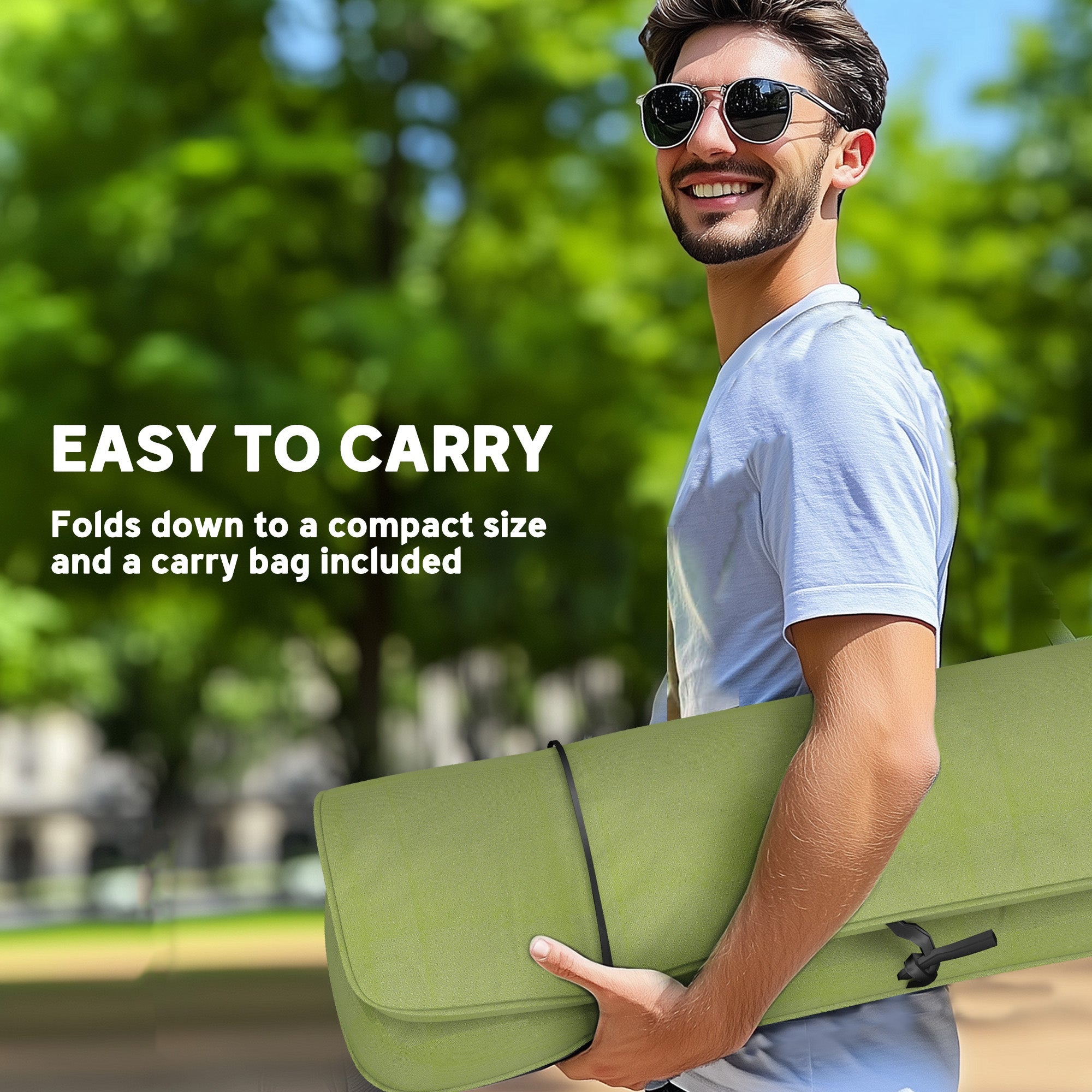 Outsunny Portable Camping Chair for Adults, High Back Folding Chair with Padded Seat and Carry Bag, Outdoor Recliner for Hiking, Fishing, Beach and Picnic, Green 