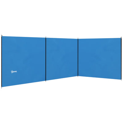 Outsunny 5 Pole Camping Windbreaks, Beach Wind Shield Shelter with Carry Bag and Steel Poles, Outdoor Caravan Privacy Shield, 540cm x 150cm, Blue 