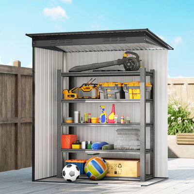 Outsunny 5 x 3.5ft Metal Garden Storage Shed with Effortless Assembly and 2 Pairs of Gloves, Waterproof Outdoor Shed, Dark Grey 