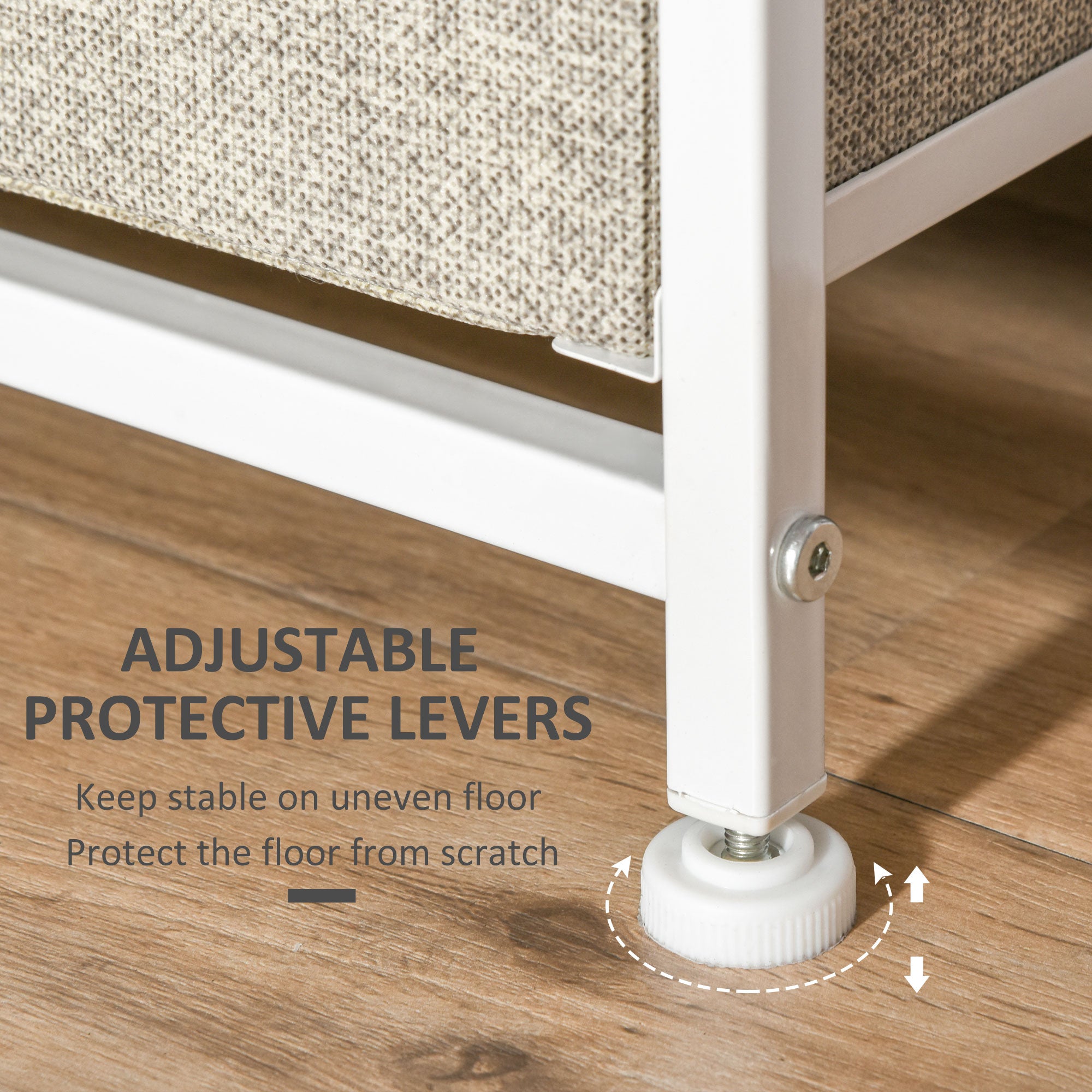 HOMCOM Chest of Drawers with 7 Drawers, Fabric Drawers with Large Storage Space, Drawers Dresser with Metal Frame, Adjustable Feet for Bedroom Living Room, Light Grey 