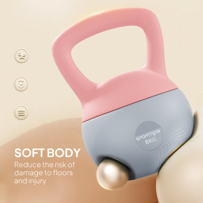 SPORTNOW 8KG Soft Kettlebell, Kettlebell with Non-Slip Handle for Home Gym, Weight Lifting, Strength Training, Pink/Grey 