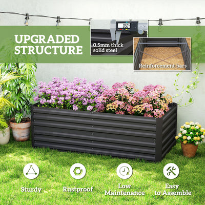 Outsunny Raised Beds for Garden, Galvanised Steel Outdoor Planters with Multi-reinforced Rods, 180 x 90 x 59 cm, Black 