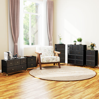 HOMCOM Faux Leather Front Chest of Drawers - Black 