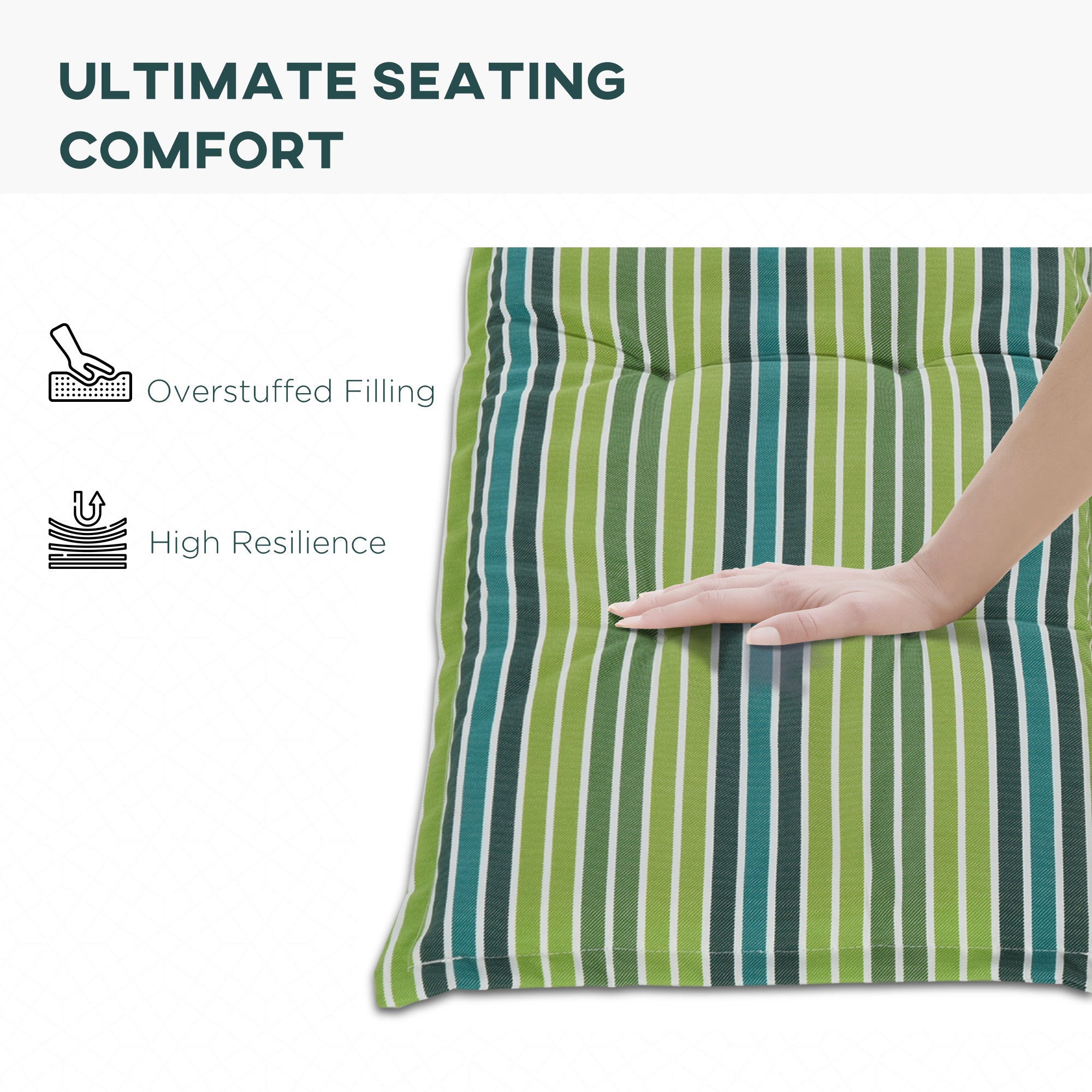 Outsunny Polyester Set Of 2 Swing Chair Cushion Green Stripes 