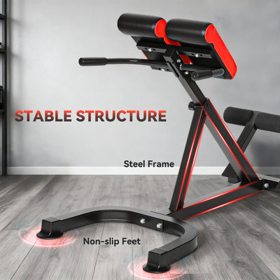 SPORTNOW 45-Degree Hyperextension Roman Chair, 5-Level Adjustable Back Extension Bench, Heavy-Duty Home Gym Equipment, Red