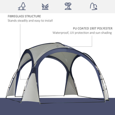 Outsunny Gazebo Party Tent, 3.5x3.5m-Cream/Blue 