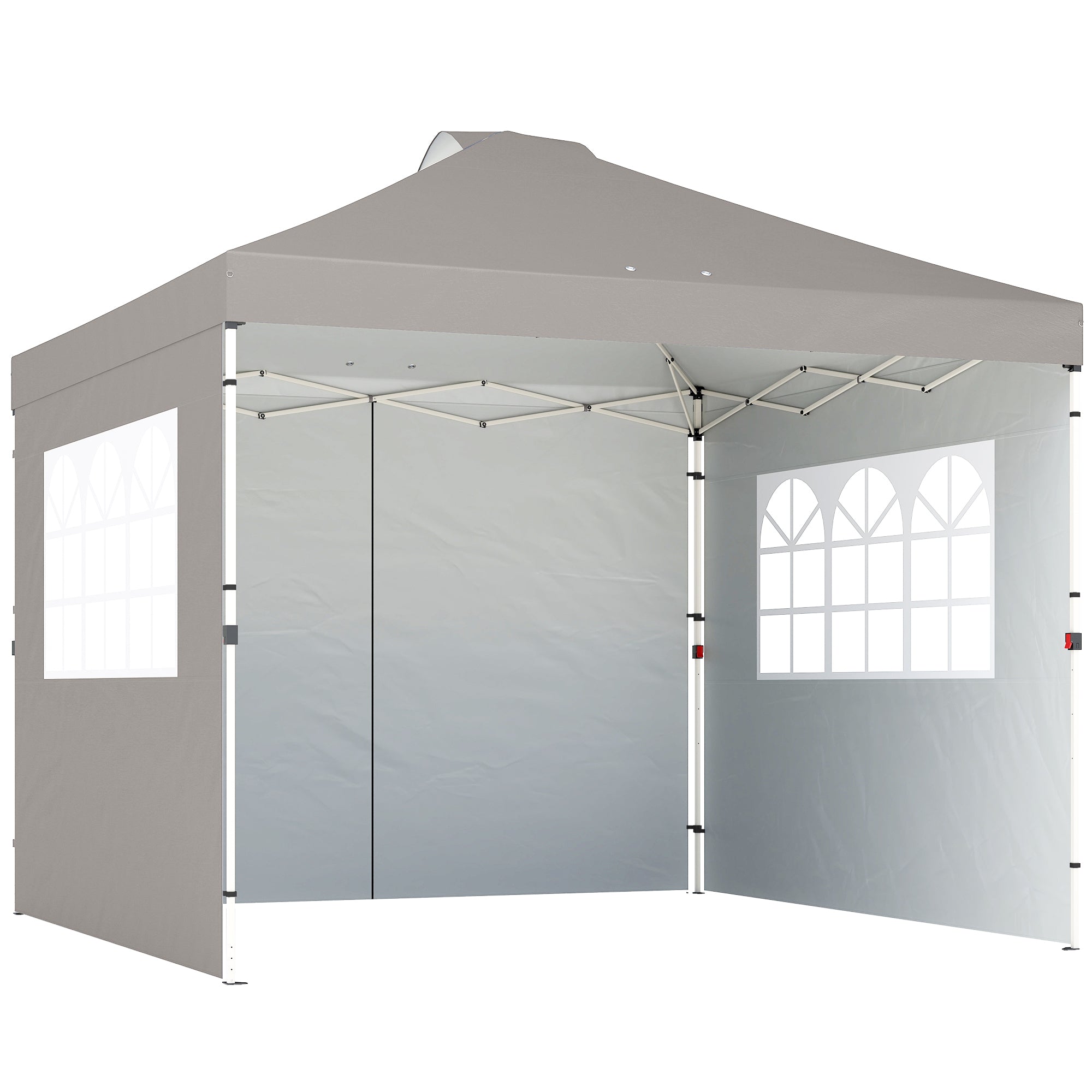 Outsunny Pop Up Gazebo Waterproof Height Adjustable Canopy with 3 Sidewalls Wheeled Bag for Parties 3 x 3 m Grey 