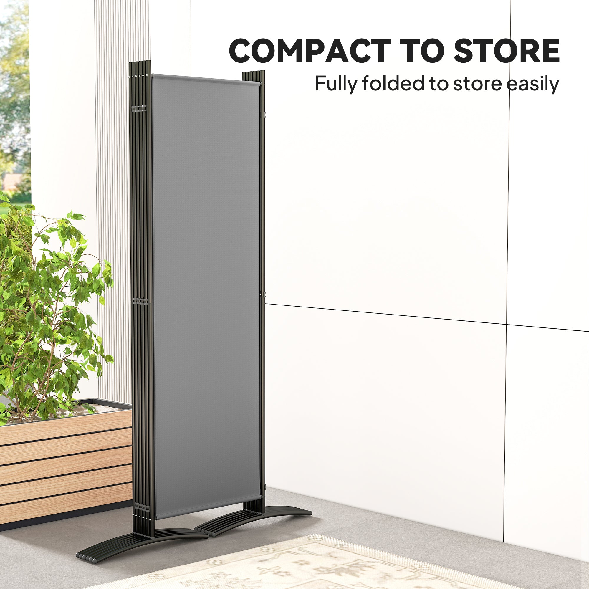 Outsunny 6 Panel Folding Room Divider Foldable Freestanding Garden Privacy Screen, 332 x 172 cm, Dark Grey 