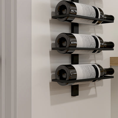 HOMCOM 10-Tier Wall Mount Wine Rack, Steel Wall Wine Rack for 10 Wine Bottles, Wall Wine Display Rack for Kitchen, Dining Room, Home Bar, Black 