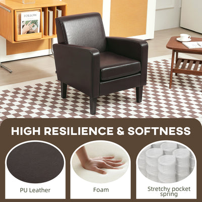 HOMCOM Faux Leather Simple Armchair - Brown 