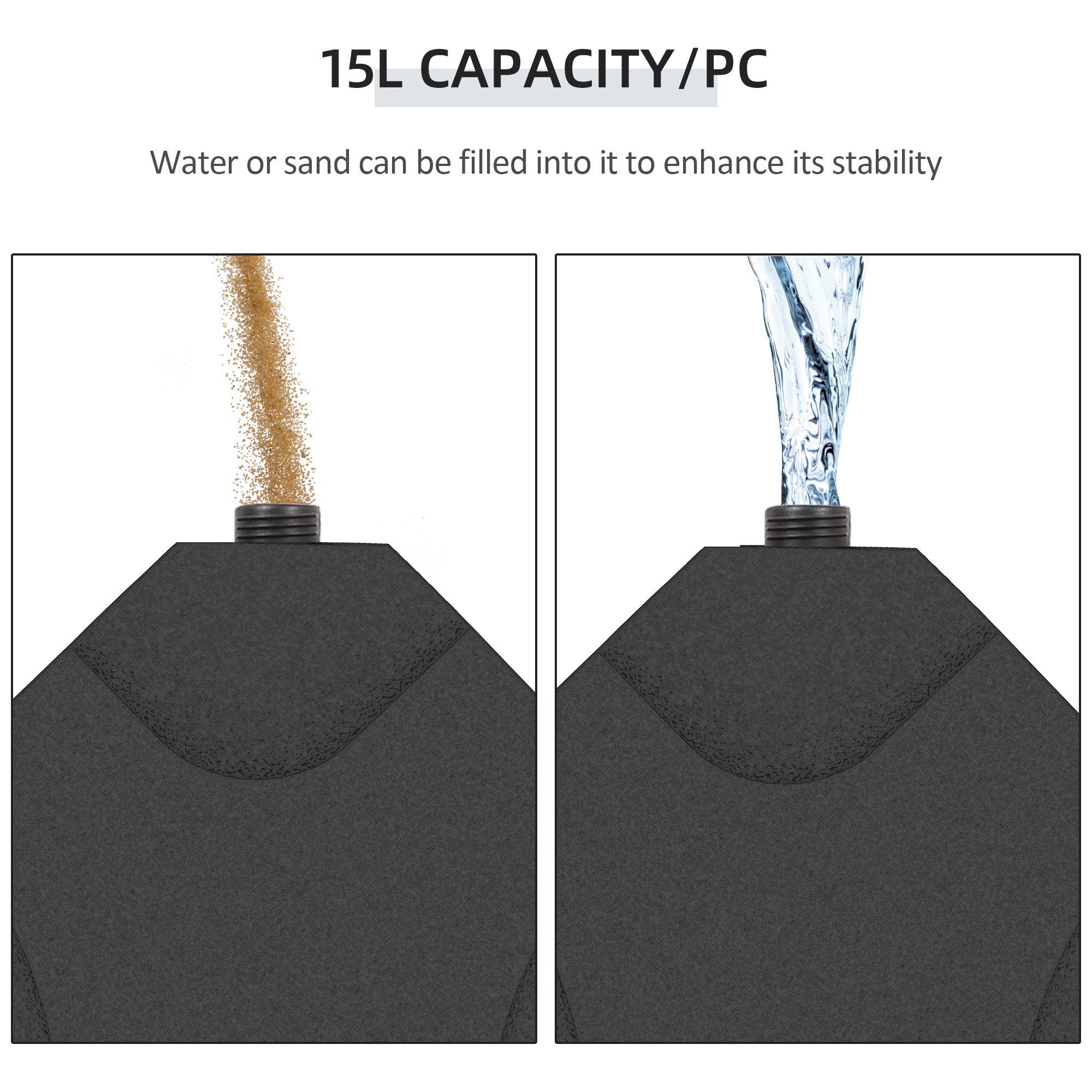 Outsunny 4 Pieces Parasol Base Stand Weights for Banana Hanging Cantilever Umbrella, Water and Sand Filled, Up to 72kg, Black 