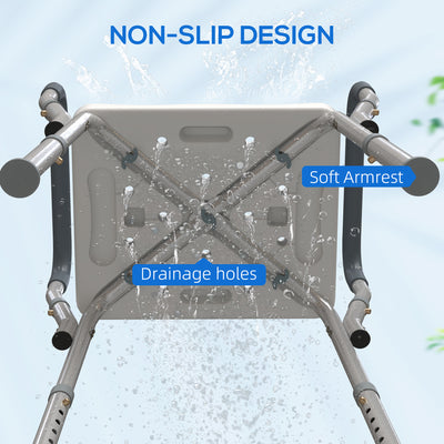 HOMCOM 57-69cm Aluminium Frame Bath Seat - Light Blue 