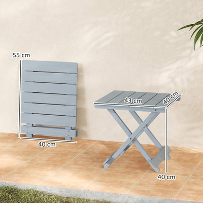 Outsunny Fir Wood Folding Coffee Table, Lightweight Small Garden Table with Slatted Top, Portable Folding Side Table for Balcony 