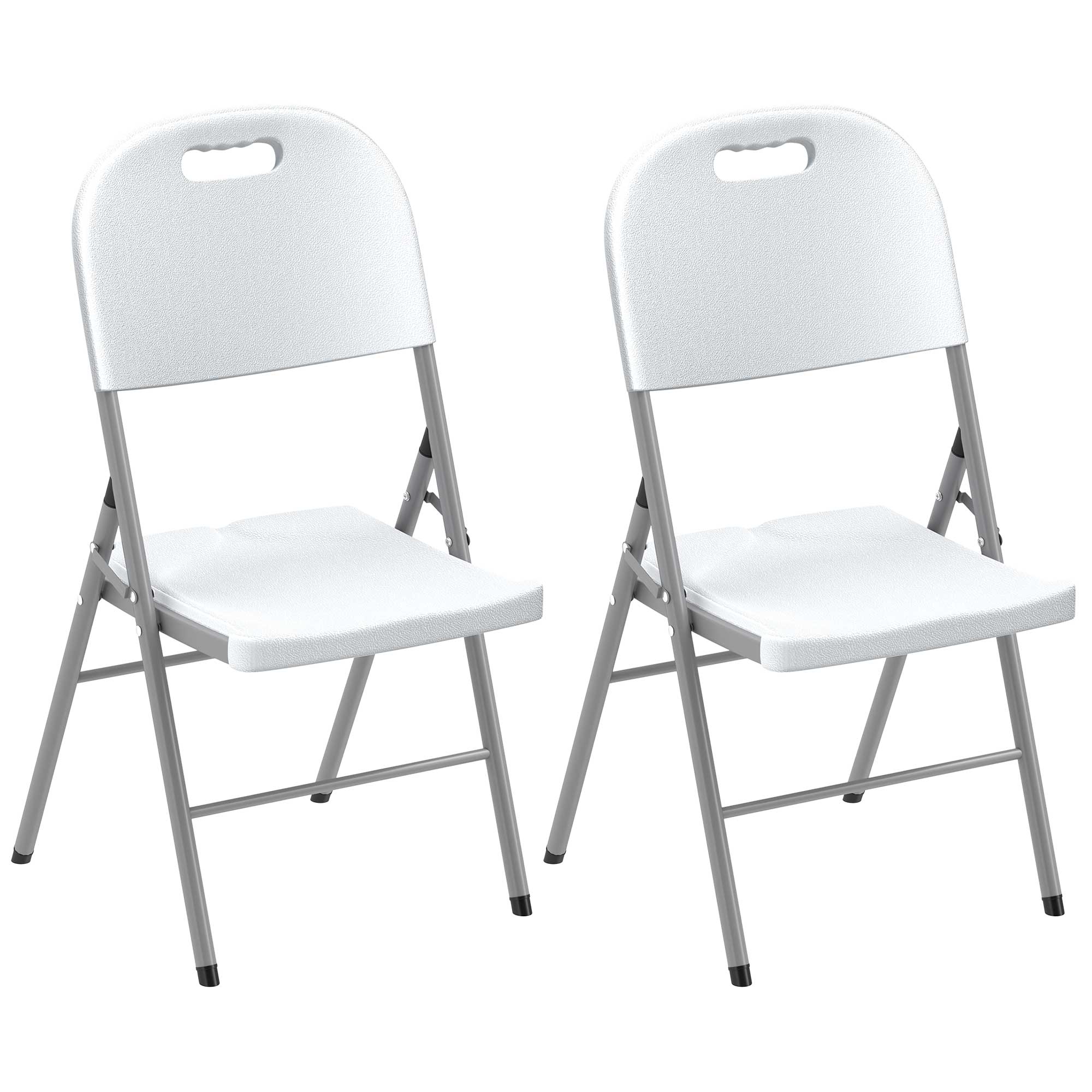 Outsunny Set of Two Foldable Outdoor Chairs - White 