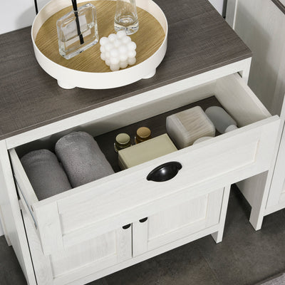 kleankin Bathroom Floor Cabinet, Freestanding Storage Cupboard with Drawer, Double Door Cabinet and Adjustable Shelf, White 