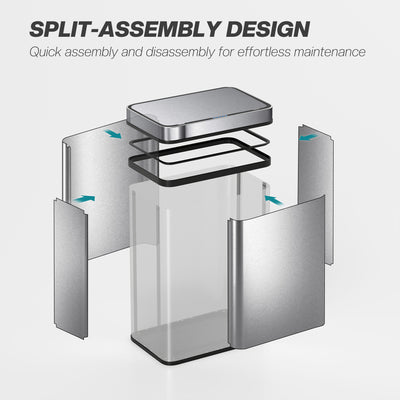 HOMCOM 50 L Sensor Can,  Sensor Bin with Soft-Close Lid, Fingerprint-Proof Stainless Steel, Silver Tone 