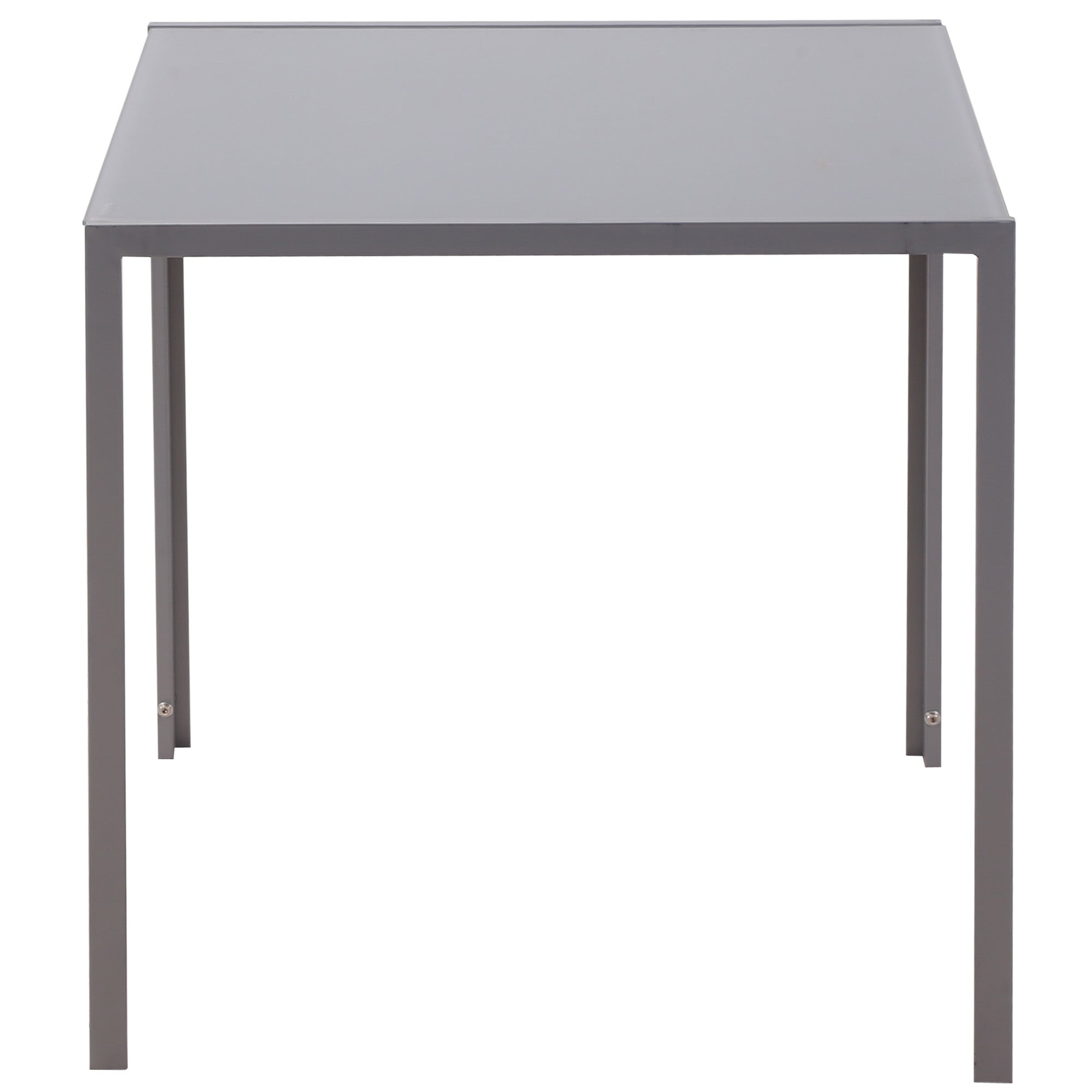 HOMCOM Modern Square Dining Table for 2-4 People, with Glass Top & Metal Legs for Dining Room, Living Room, Grey 